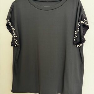 Black Pearl Embellished Women's Top
